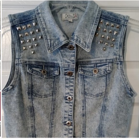CHIQLE DENIM LADIES JEAN VEST - Picture 4 of 5